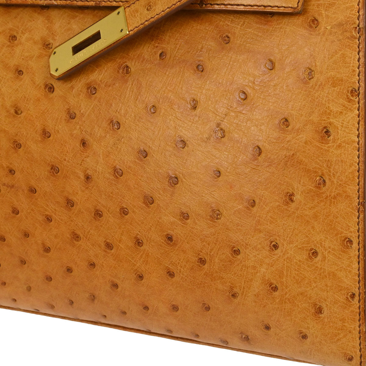 Hermes * Chestnut Ostrich Kelly 32 Sellier 2way Shoulder Handbag