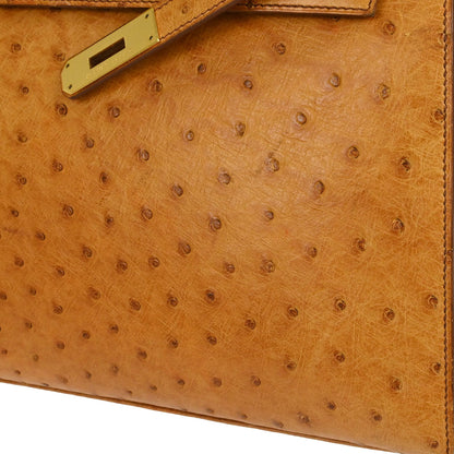 Hermes * Chestnut Ostrich Kelly 32 Sellier 2way Shoulder Handbag