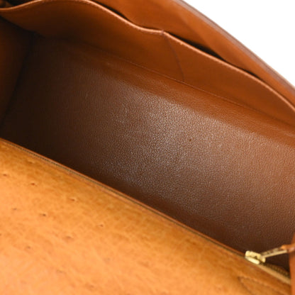 Hermes * Chestnut Ostrich Kelly 32 Sellier 2way Shoulder Handbag