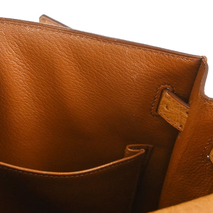 Hermes * Chestnut Ostrich Kelly 32 Sellier 2way Shoulder Handbag