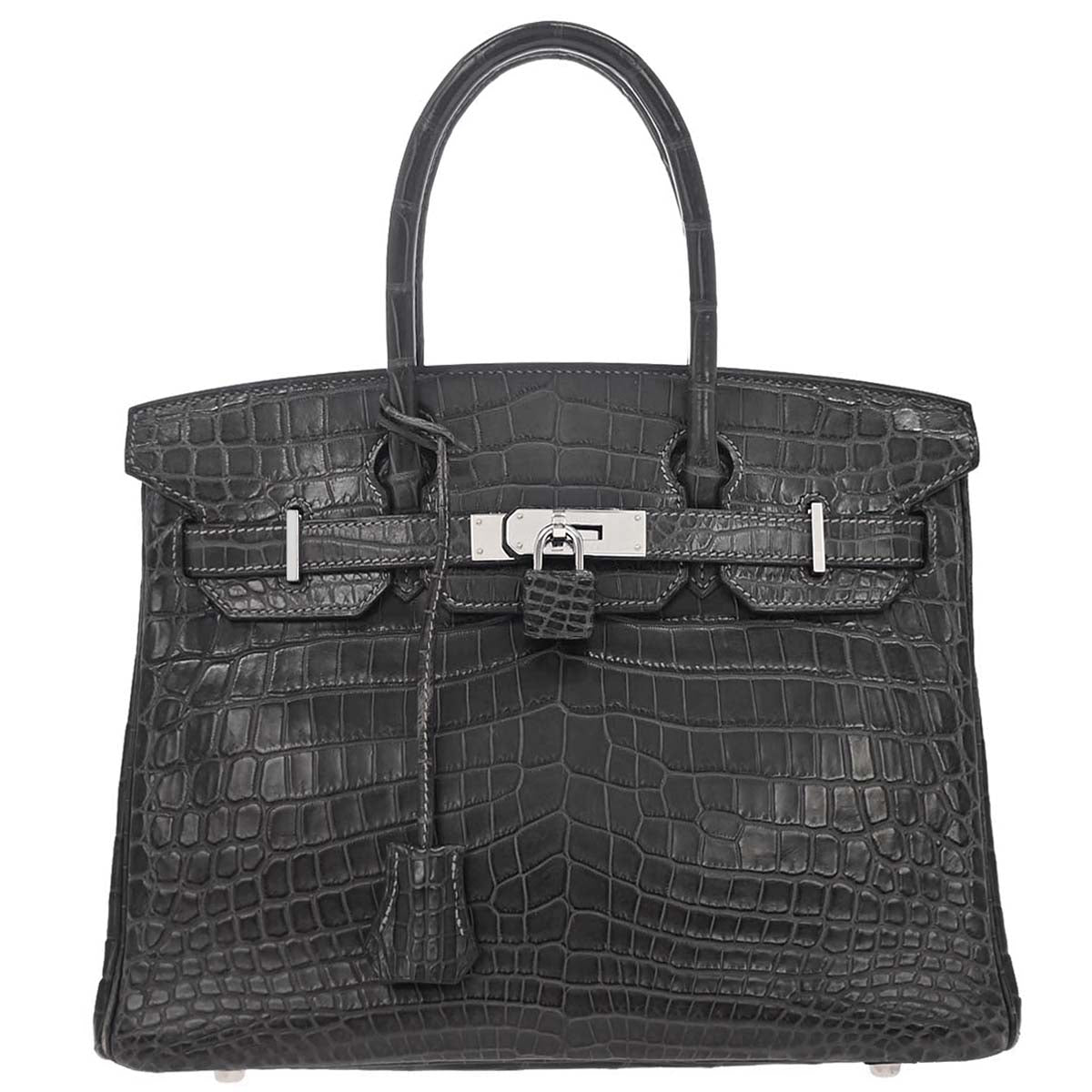 Hermes * Graphite Matt Niloticus Birkin 30 Handbag
