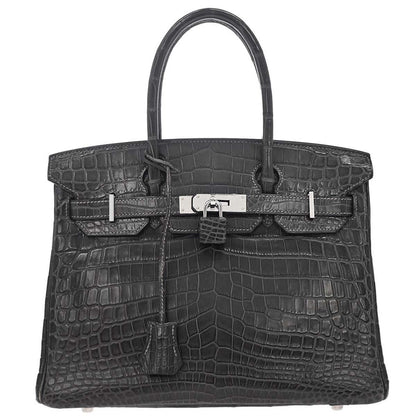 Hermes * Graphite Matt Niloticus Birkin 30 Handbag