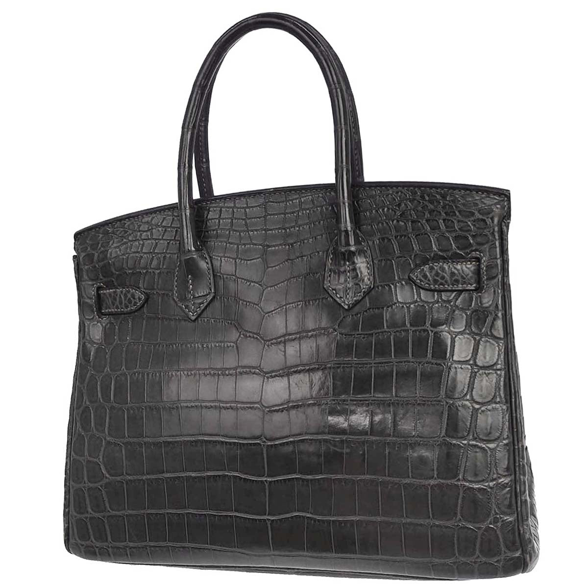 Hermes * Graphite Matt Niloticus Birkin 30 Handbag