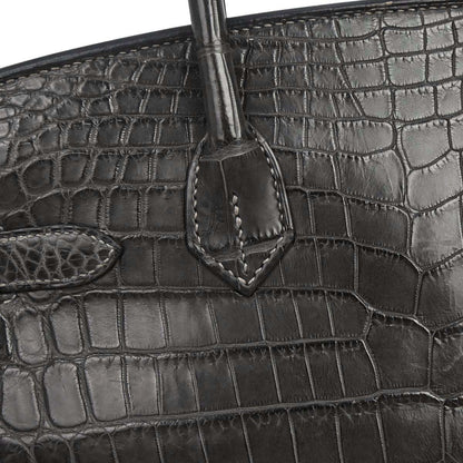 Hermes * Graphite Matt Niloticus Birkin 30 Handbag