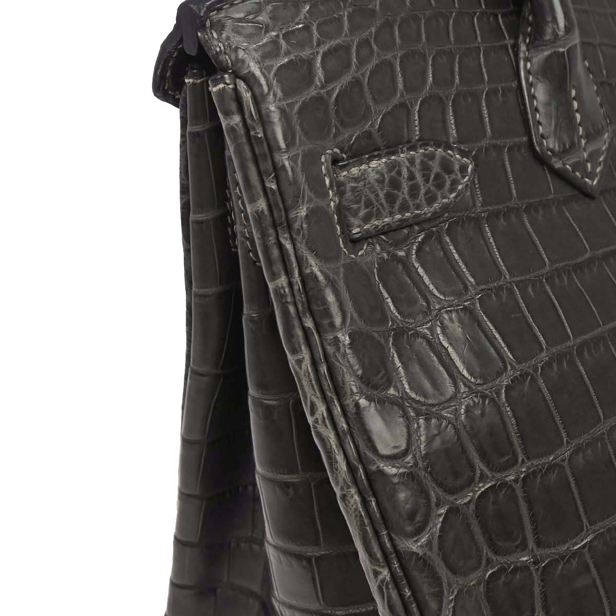 Hermes * Graphite Matt Niloticus Birkin 30 Handbag