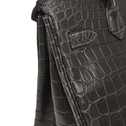 Hermes * Graphite Matt Niloticus Birkin 30 Handbag