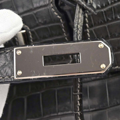 Hermes * Graphite Matt Niloticus Birkin 30 Handbag