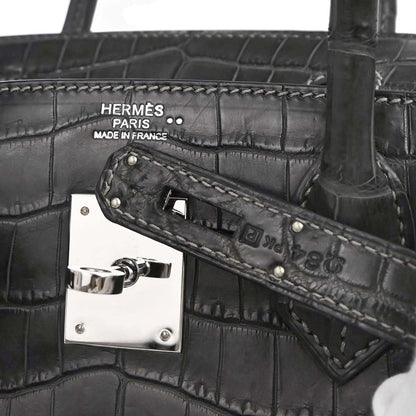 Hermes * Graphite Matt Niloticus Birkin 30 Handbag