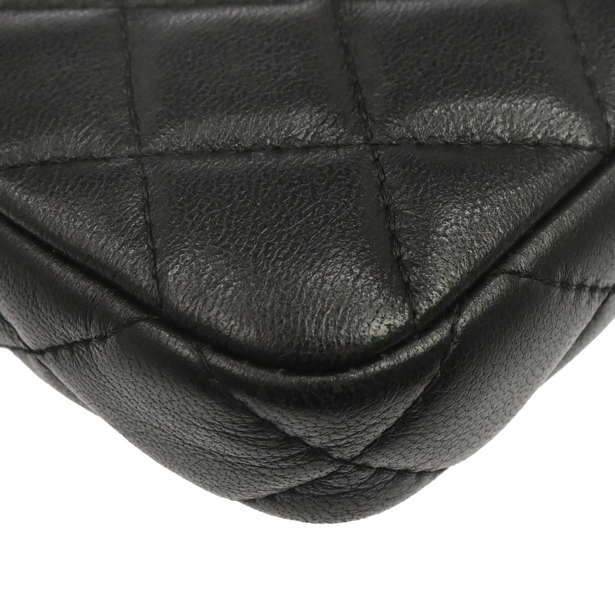 Chanel Black Lambskin Double Zip Chain WOC Shoulder Bag