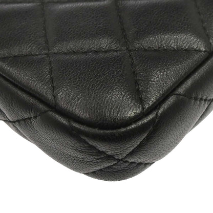 Chanel Black Lambskin Double Zip Chain WOC Shoulder Bag