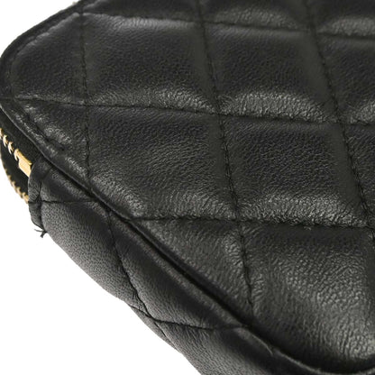 Chanel Black Lambskin Double Zip Chain WOC Shoulder Bag