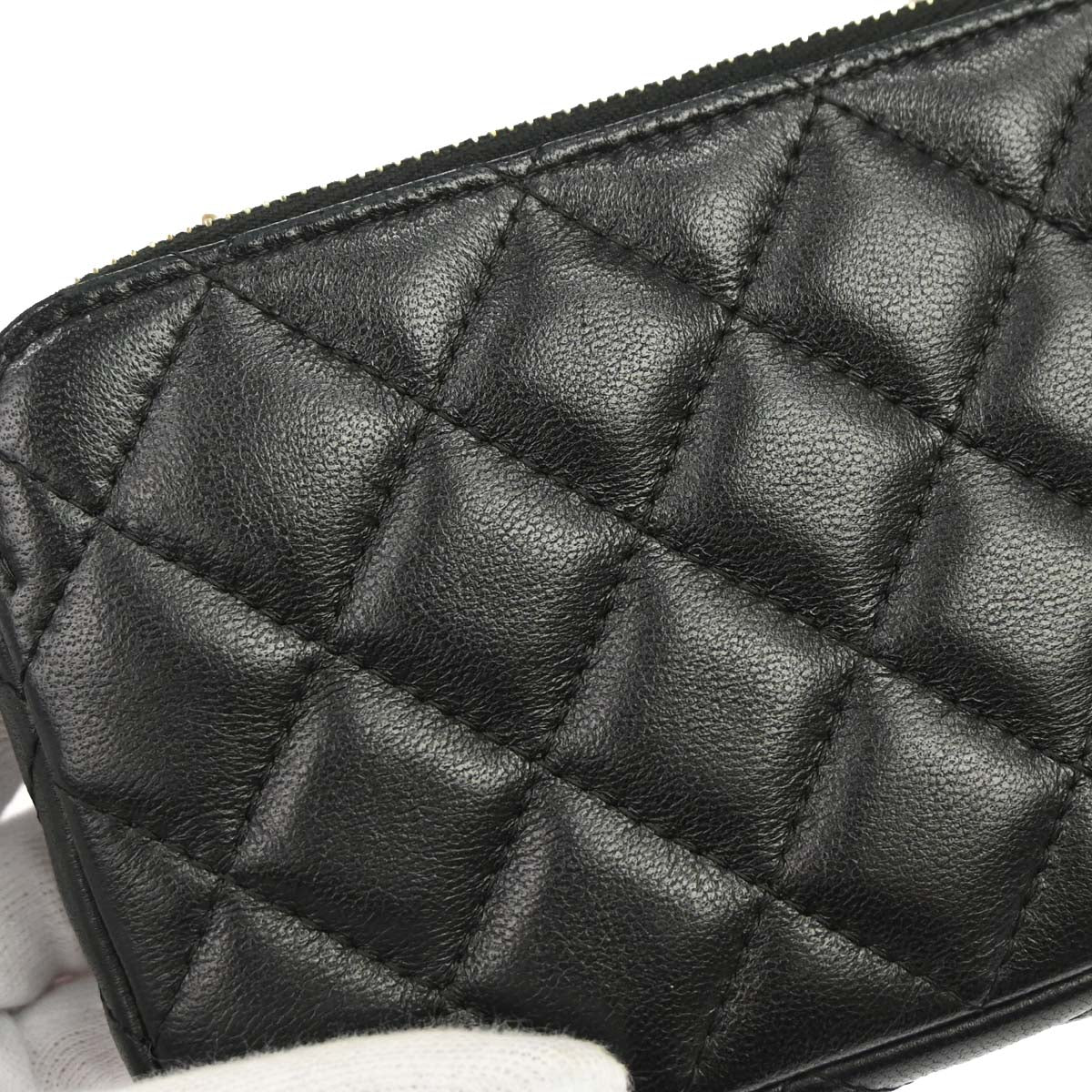 Chanel Black Lambskin Double Zip Chain WOC Shoulder Bag