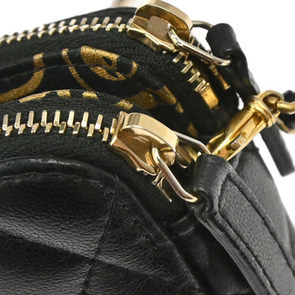 Chanel Black Lambskin Double Zip Chain WOC Shoulder Bag