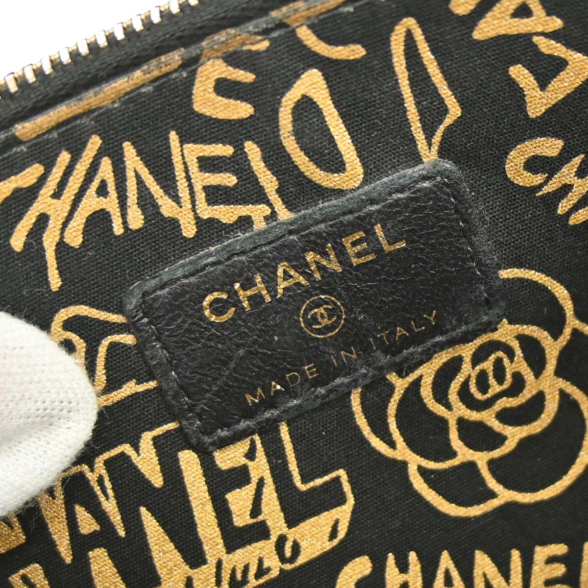 Chanel Black Lambskin Double Zip Chain WOC Shoulder Bag