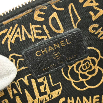 Chanel Black Lambskin Double Zip Chain WOC Shoulder Bag