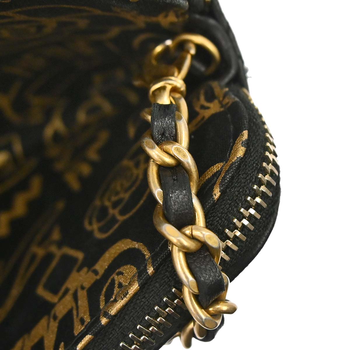 Chanel Black Lambskin Double Zip Chain WOC Shoulder Bag