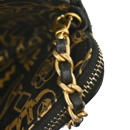 Chanel Black Lambskin Double Zip Chain WOC Shoulder Bag