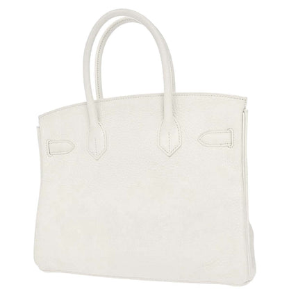Hermes White Taurillon Clemence Birkin 30 Handbag