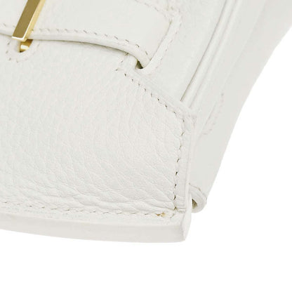 Hermes White Taurillon Clemence Birkin 30 Handbag