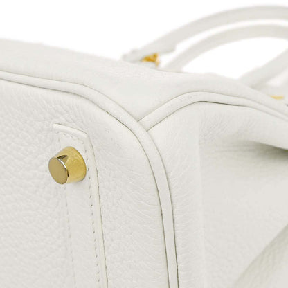 Hermes White Taurillon Clemence Birkin 30 Handbag