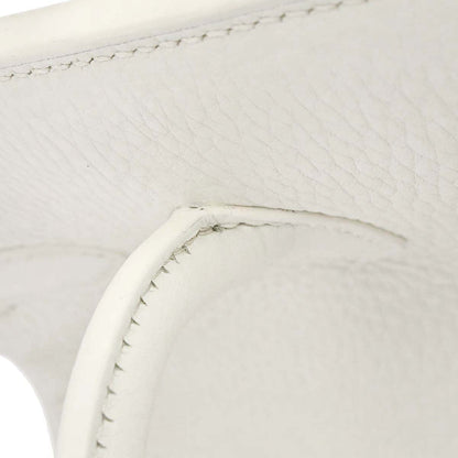 Hermes White Taurillon Clemence Birkin 30 Handbag