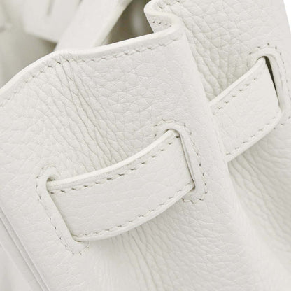 Hermes White Taurillon Clemence Birkin 30 Handbag