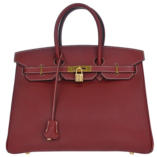 Hermes Rouge H Chamonix Birkin 35 Handbag
