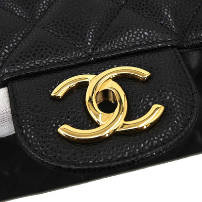 Chanel Black Caviar Skin Maxi Classic Double Flap Shoulder Bag