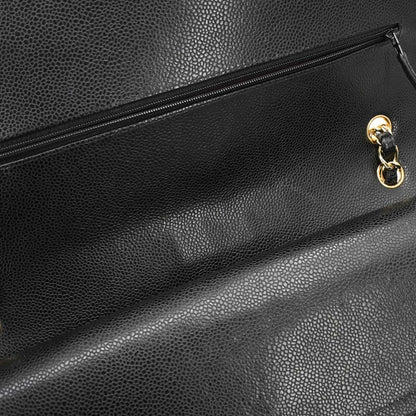 Chanel Black Caviar Skin Maxi Classic Double Flap Shoulder Bag
