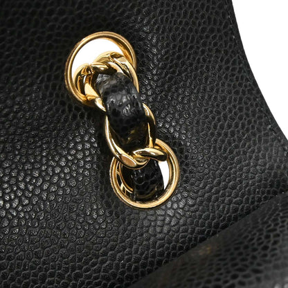 Chanel Black Caviar Skin Maxi Classic Double Flap Shoulder Bag
