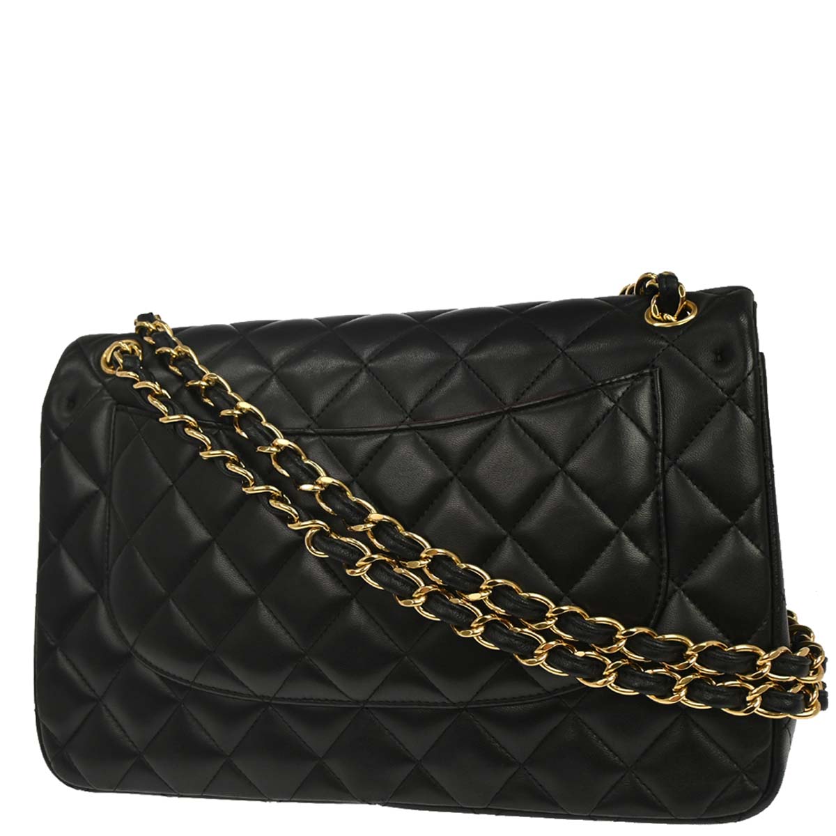 Chanel Black Lambskin Jumbo Classic Double Flap Shoulder Bag