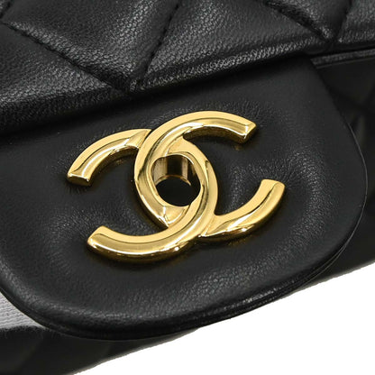 Chanel Black Lambskin Jumbo Classic Double Flap Shoulder Bag
