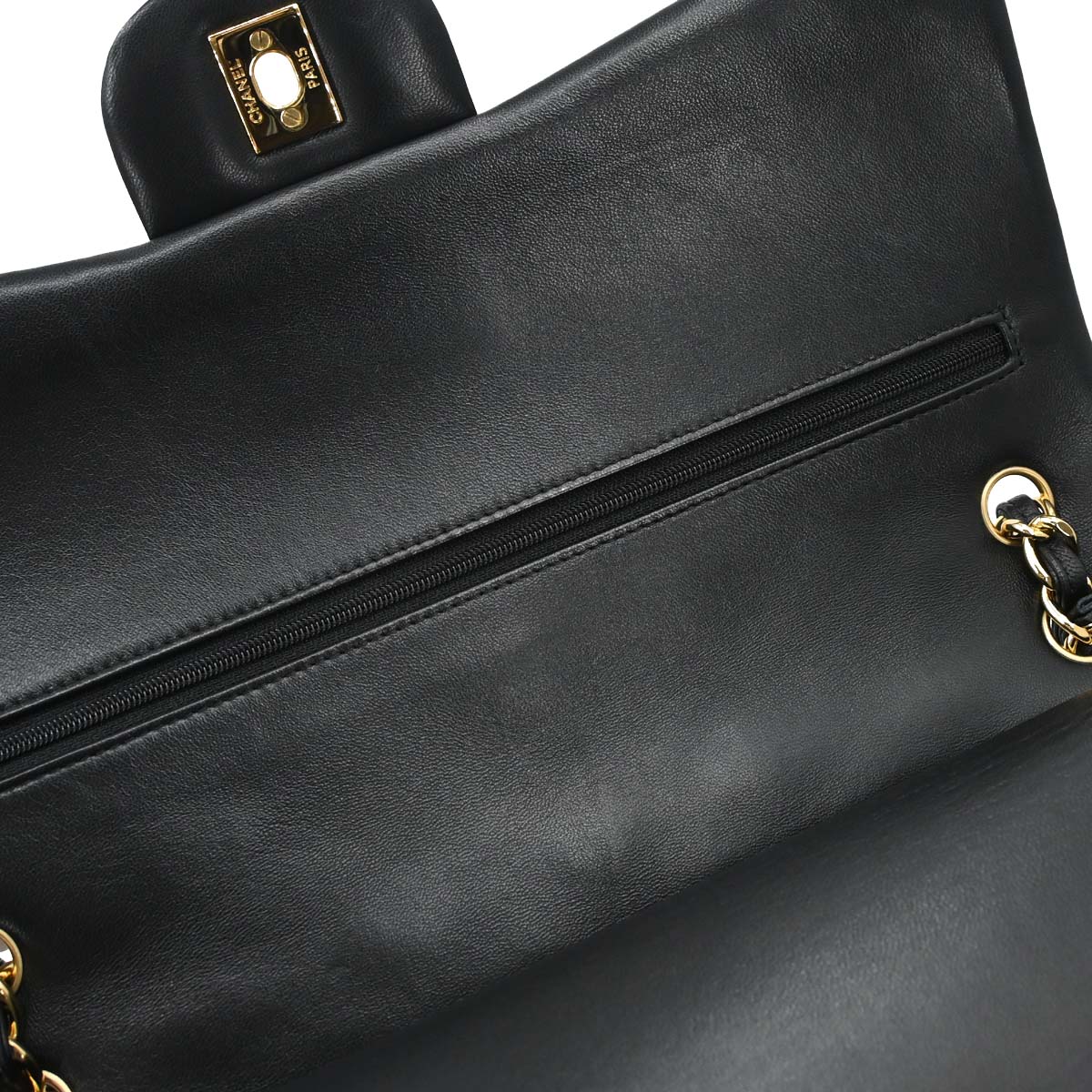 Chanel Black Lambskin Jumbo Classic Double Flap Shoulder Bag