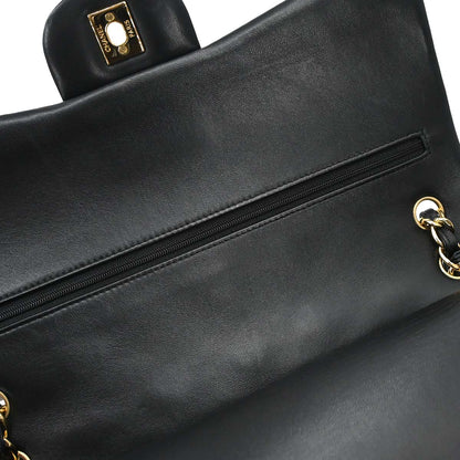 Chanel Black Lambskin Jumbo Classic Double Flap Shoulder Bag