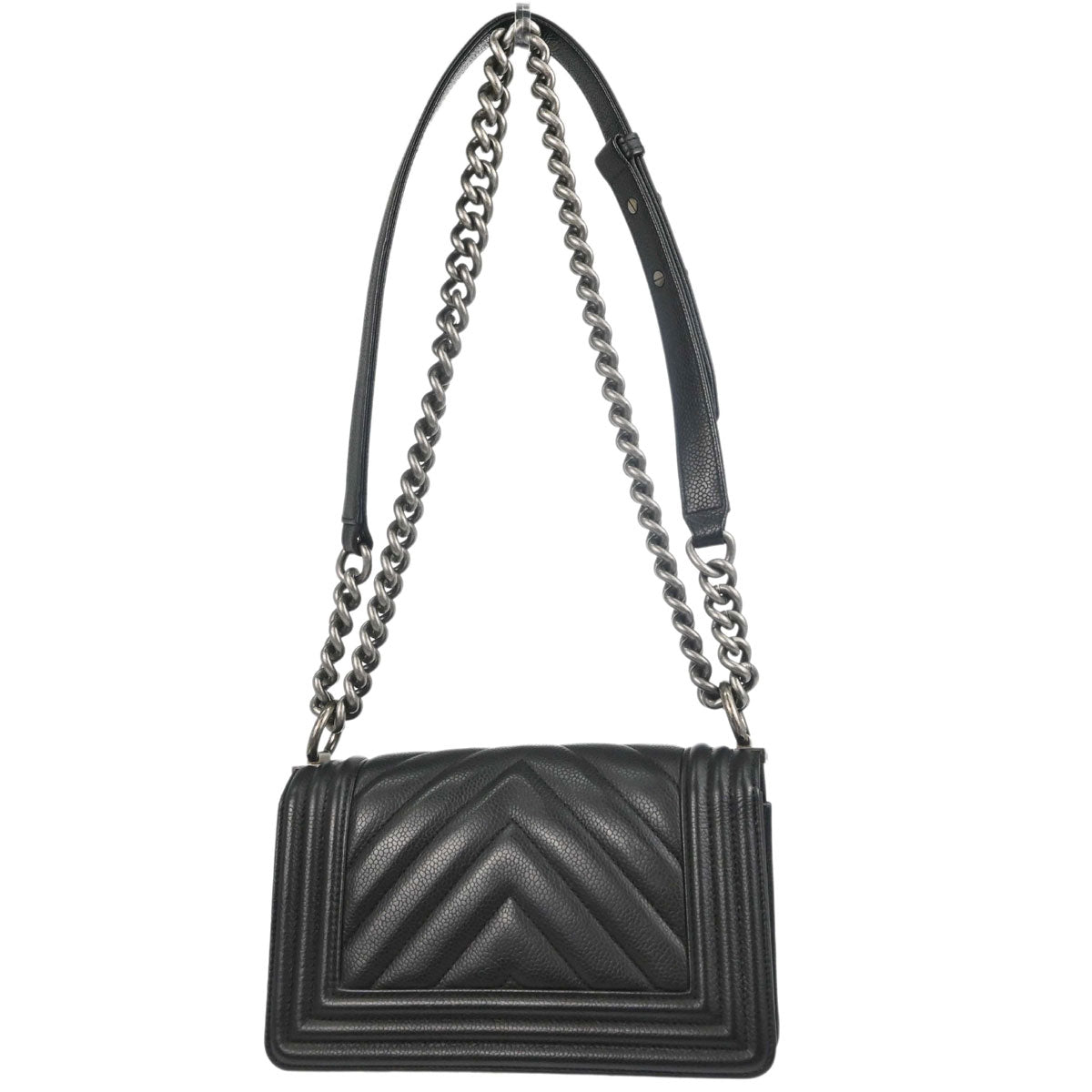 Boy Chanel Black Caviar Skin Chevron Small Chain Shoulder Bag