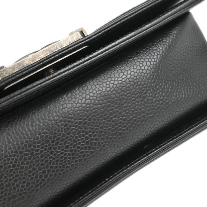 Boy Chanel Black Caviar Skin Chevron Small Chain Shoulder Bag