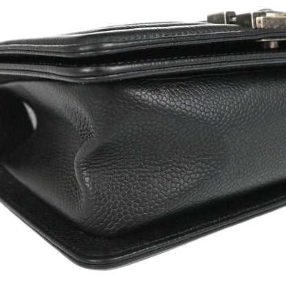 Boy Chanel Black Caviar Skin Chevron Small Chain Shoulder Bag