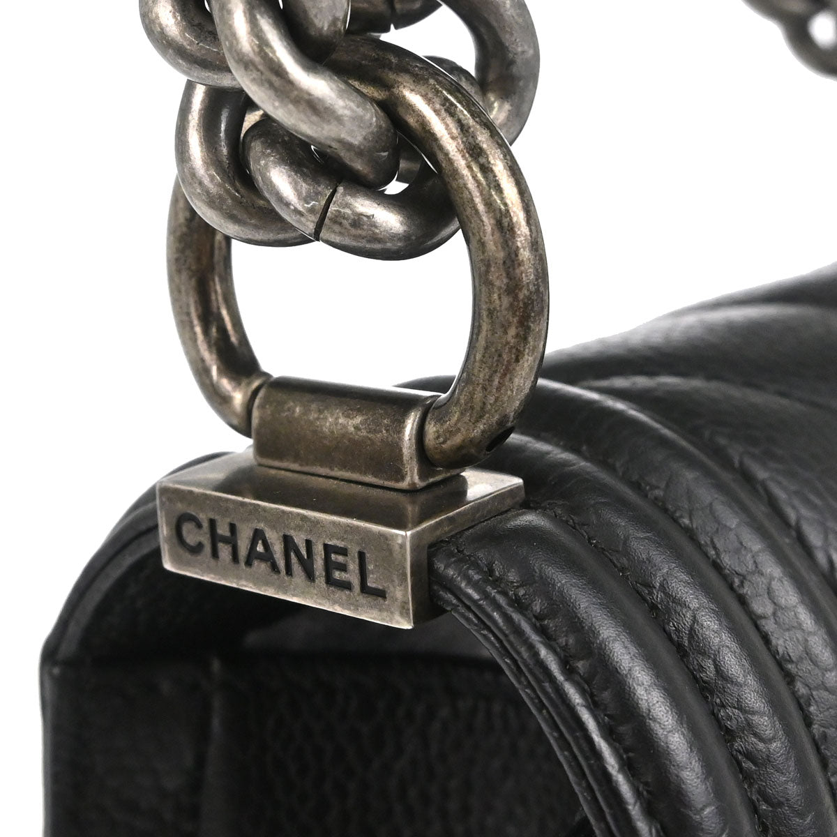 Boy Chanel Black Caviar Skin Chevron Small Chain Shoulder Bag