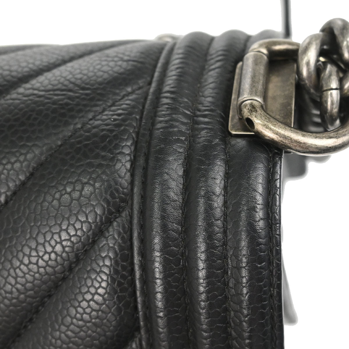 Boy Chanel Black Caviar Skin Chevron Small Chain Shoulder Bag
