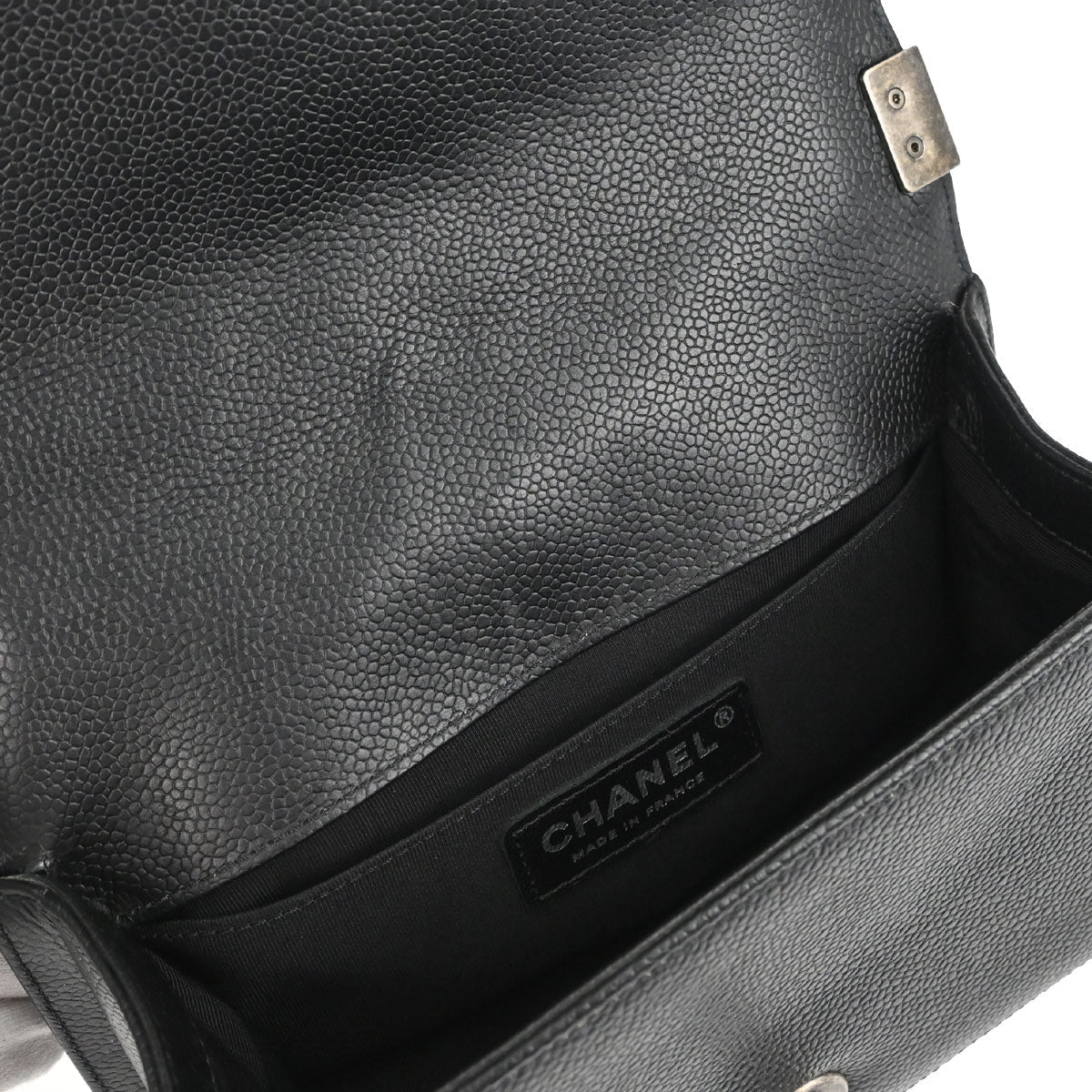Boy Chanel Black Caviar Skin Chevron Small Chain Shoulder Bag