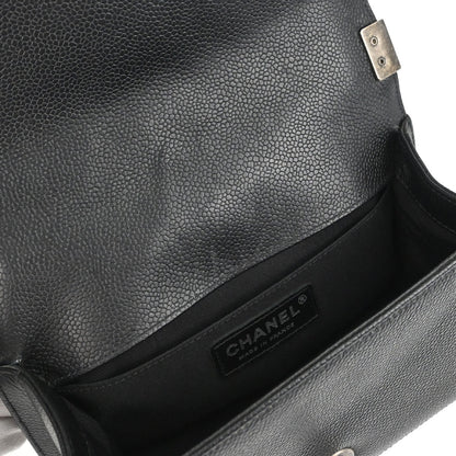 Boy Chanel Black Caviar Skin Chevron Small Chain Shoulder Bag