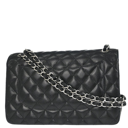 Chanel Black Caviar Skin Jumbo Classic Double Flap Shoulder Bag