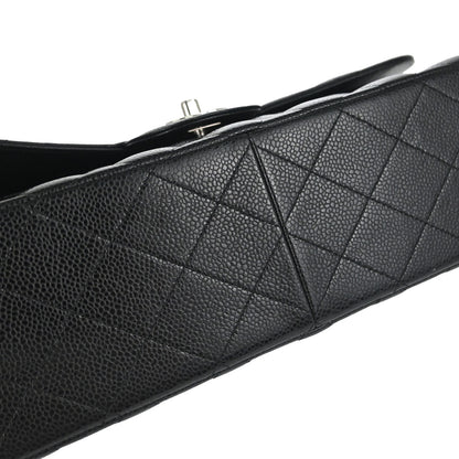 Chanel Black Caviar Skin Jumbo Classic Double Flap Shoulder Bag