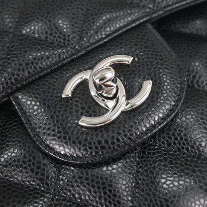 Chanel Black Caviar Skin Jumbo Classic Double Flap Shoulder Bag