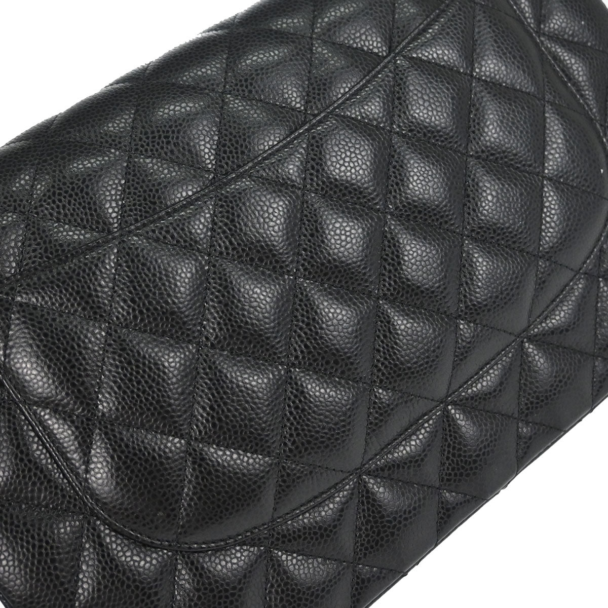 Chanel Black Caviar Skin Jumbo Classic Double Flap Shoulder Bag