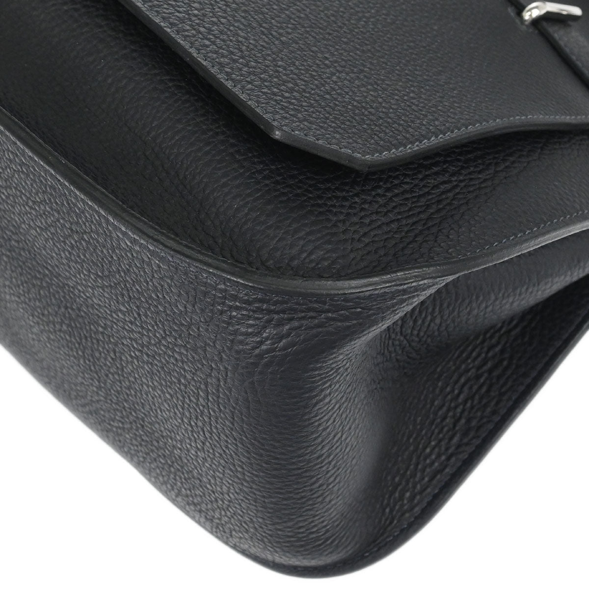Hermes Blue Indigo Taurillon Clemence Jypsiere 37 Shoulder Bag