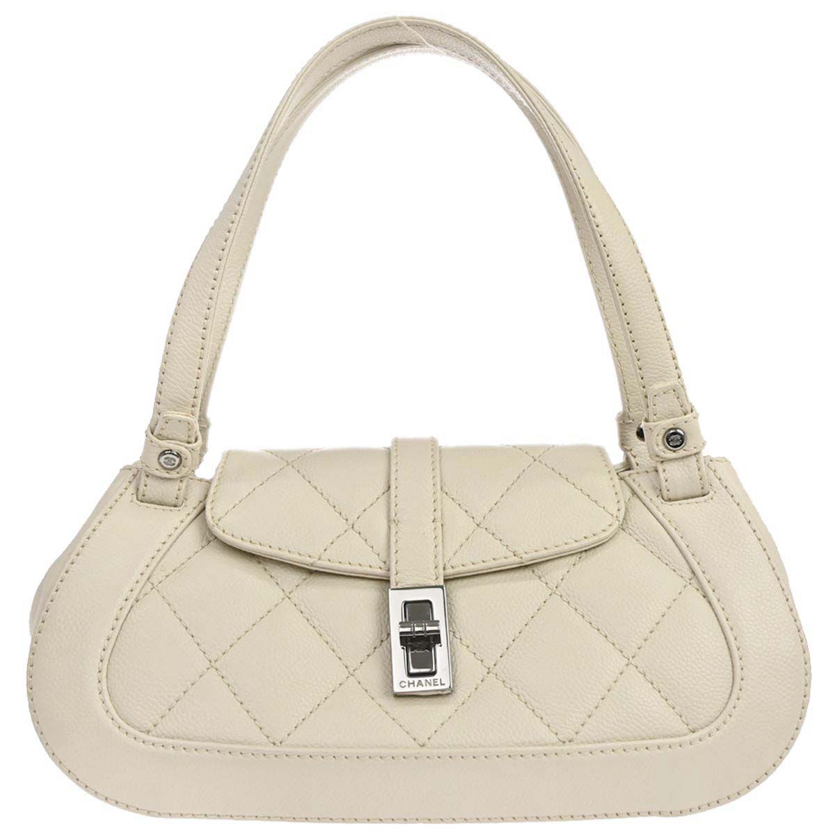 Chanel Ivory Caviar Skin Mademoiselle Lock Handbag