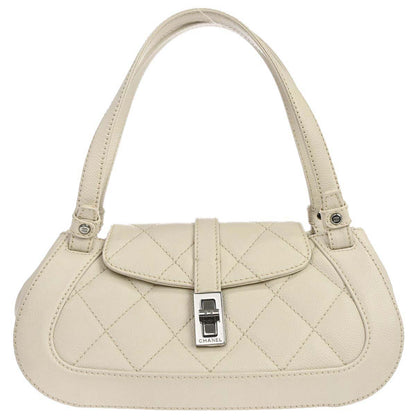 Chanel Ivory Caviar Skin Mademoiselle Lock Handbag