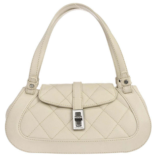 Chanel 2005-2006 Ivory Caviar Skin Mademoiselle Lock Handbag
