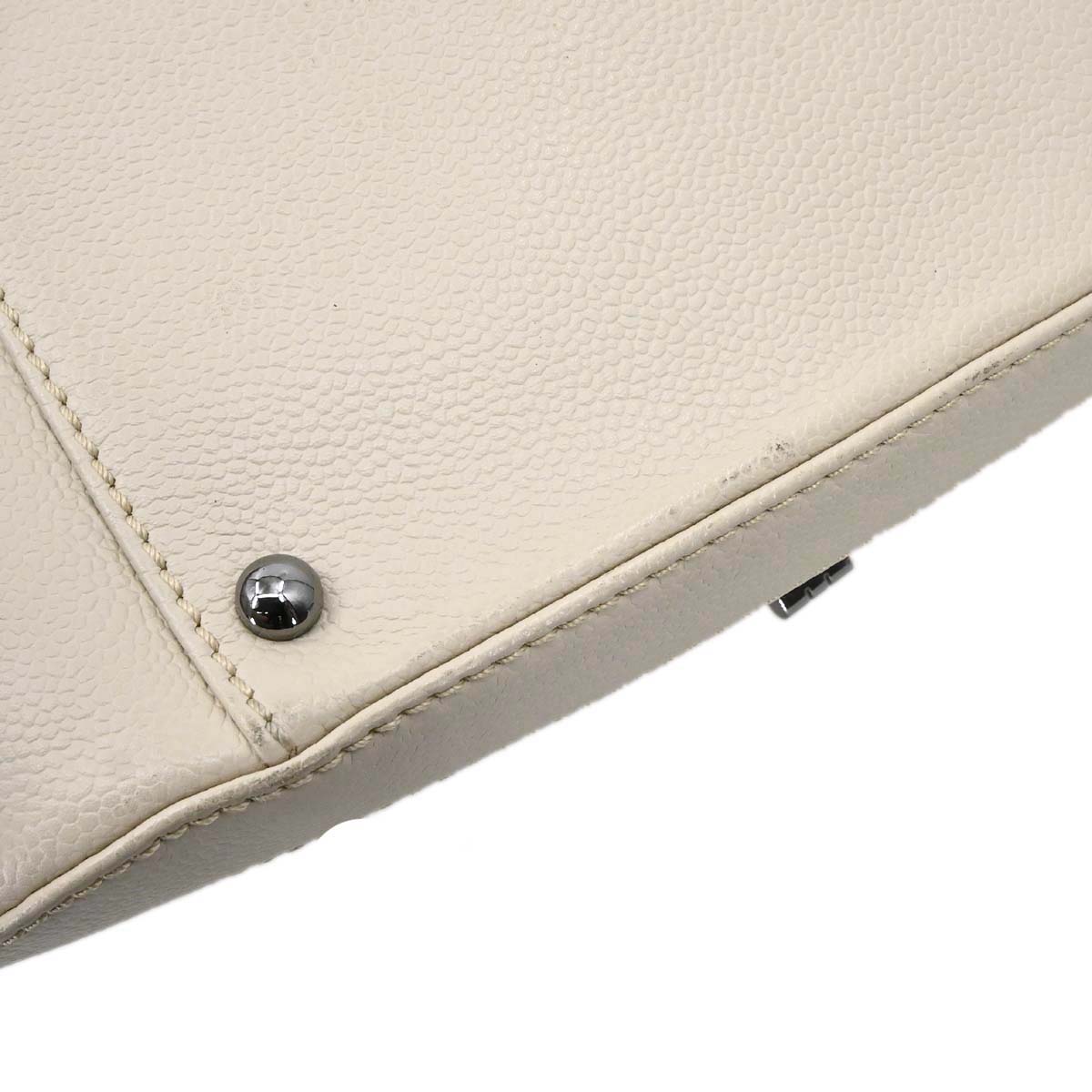 Chanel Ivory Caviar Skin Mademoiselle Lock Handbag